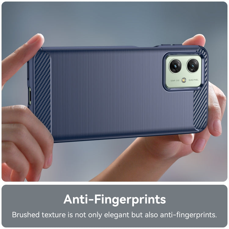 For Motorola Moto G54 Global Brushed Texture Carbon Fiber TPU Phone Case(Blue) - Motorola Cases by PMC TechLife | Online Shopping South Africa | PMC TechLife | Buy Now Pay Later Mobicred