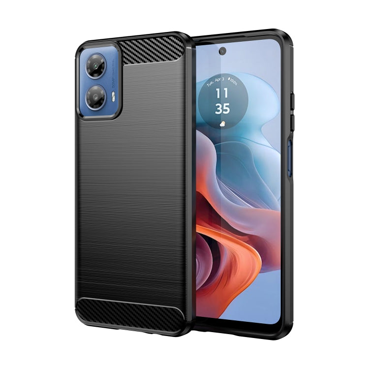 For Motorola Moto G34 Brushed Texture Carbon Fiber TPU Phone Case(Black) - Motorola Cases by PMC TechLife | Online Shopping South Africa | PMC TechLife