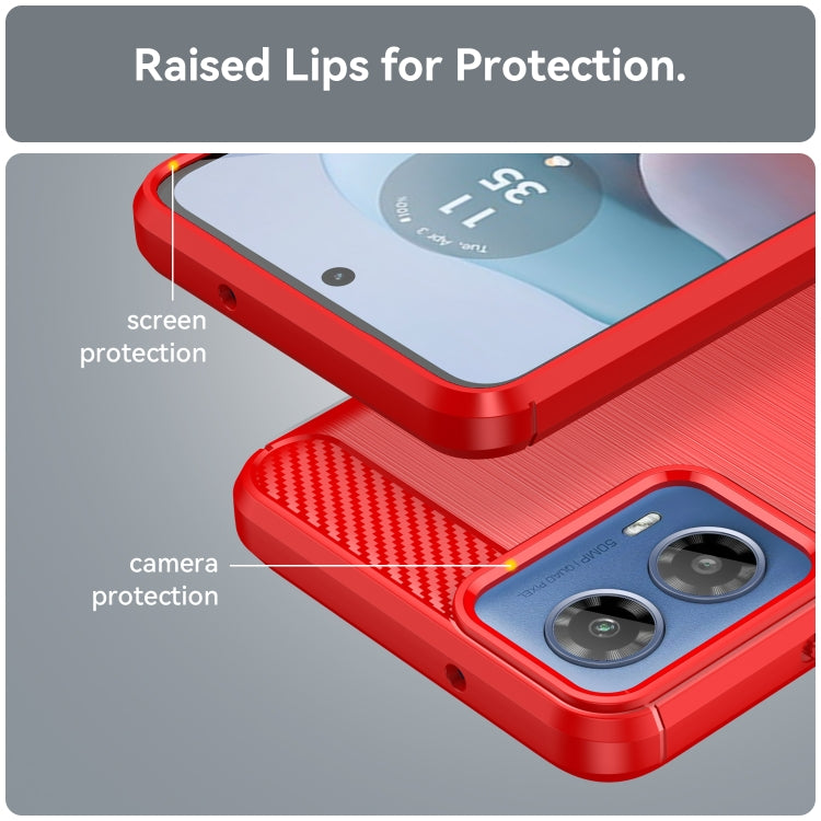 For Motorola Moto G34 Brushed Texture Carbon Fiber TPU Phone Case(Red) - Motorola Cases by PMC TechLife | Online Shopping South Africa | PMC TechLife | Buy Now Pay Later Mobicred