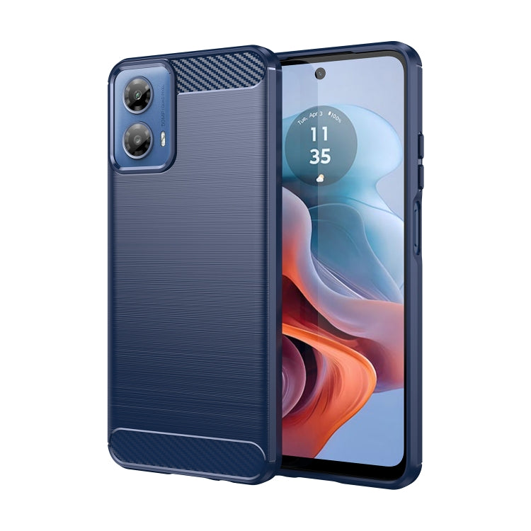 For Motorola Moto G34 Brushed Texture Carbon Fiber TPU Phone Case(Blue) - Motorola Cases by PMC TechLife | Online Shopping South Africa | PMC TechLife | Buy Now Pay Later Mobicred