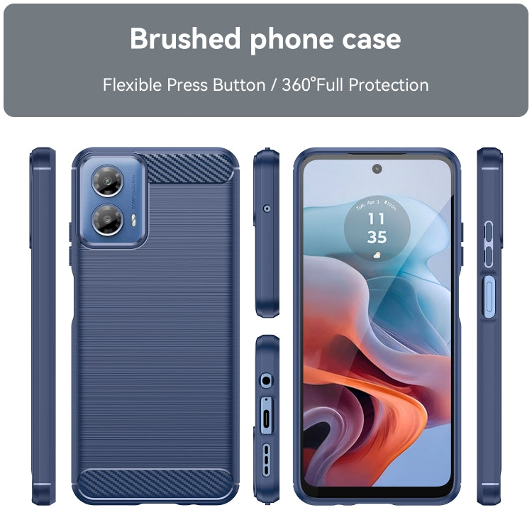 For Motorola Moto G34 Brushed Texture Carbon Fiber TPU Phone Case(Blue) - Motorola Cases by PMC TechLife | Online Shopping South Africa | PMC TechLife | Buy Now Pay Later Mobicred