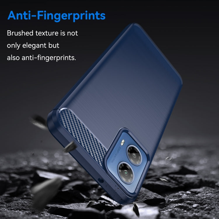 For Motorola Moto G34 Brushed Texture Carbon Fiber TPU Phone Case(Blue) - Motorola Cases by PMC TechLife | Online Shopping South Africa | PMC TechLife | Buy Now Pay Later Mobicred