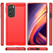 For Motorola Edge 30 Pro Brushed Texture Carbon Fiber TPU Phone Case(Red)