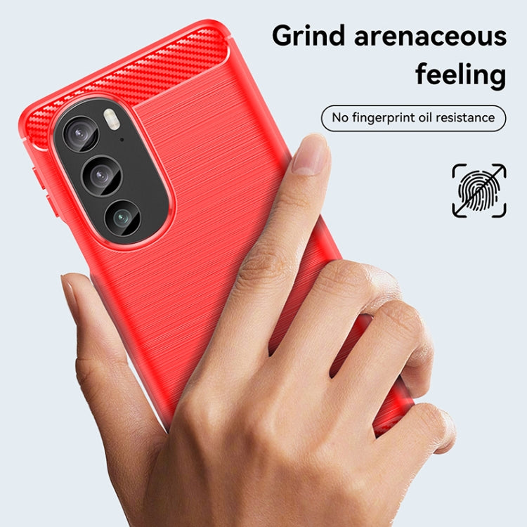For Motorola Edge 30 Pro Brushed Texture Carbon Fiber TPU Phone Case(Red) - Motorola Cases by PMC TechLife | Online Shopping South Africa | PMC TechLife | Buy Now Pay Later Mobicred