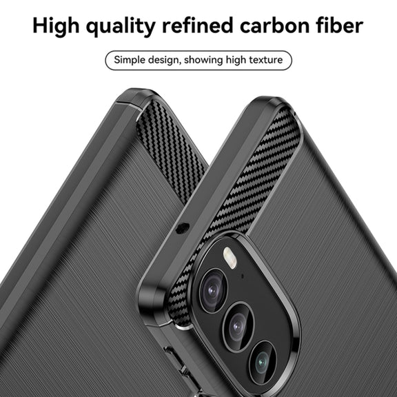 For Motorola Edge+ 2022 Brushed Texture Carbon Fiber TPU Phone Case(Black)