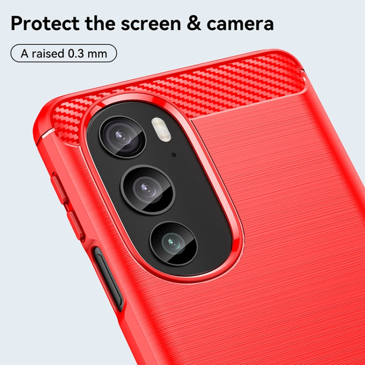 For Motorola Edge+ 2022 Brushed Texture Carbon Fiber TPU Phone Case(Red) - Motorola Cases by PMC TechLife | Online Shopping South Africa | PMC TechLife | Buy Now Pay Later Mobicred