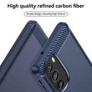 For Motorola Edge+ 2022 Brushed Texture Carbon Fiber TPU Phone Case(Blue)