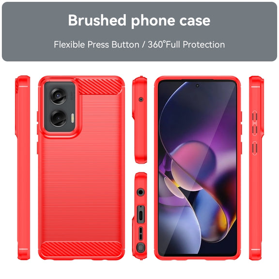 For Motorola Moto G Stylus 5G 2024 Brushed Texture Carbon Fiber TPU Phone Case(Red)