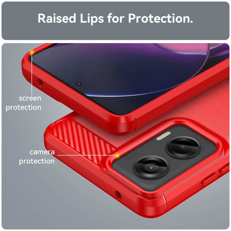 For Motorola Moto G Stylus 5G 2024 Brushed Texture Carbon Fiber TPU Phone Case(Red)