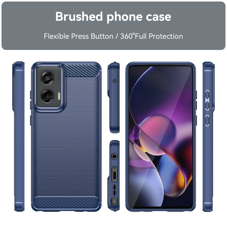 For Motorola Moto G Stylus 5G 2024 Brushed Texture Carbon Fiber TPU Phone Case(Blue)