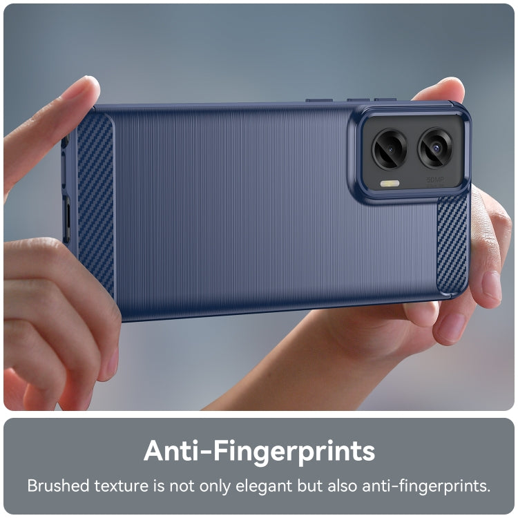 For Motorola Moto G Stylus 5G 2024 Brushed Texture Carbon Fiber TPU Phone Case(Blue)