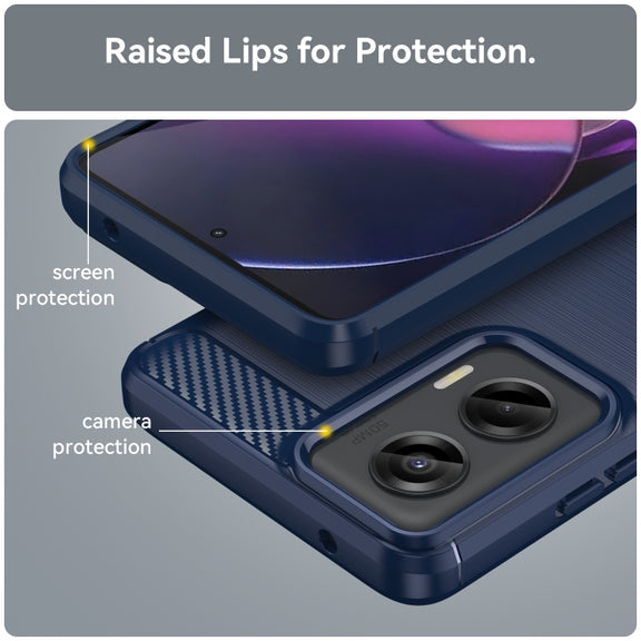 For Motorola Moto G Stylus 5G 2024 Brushed Texture Carbon Fiber TPU Phone Case(Blue)