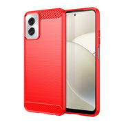 For Motorola Moto G Power 2024 Brushed Texture Carbon Fiber TPU Phone Case(Red)