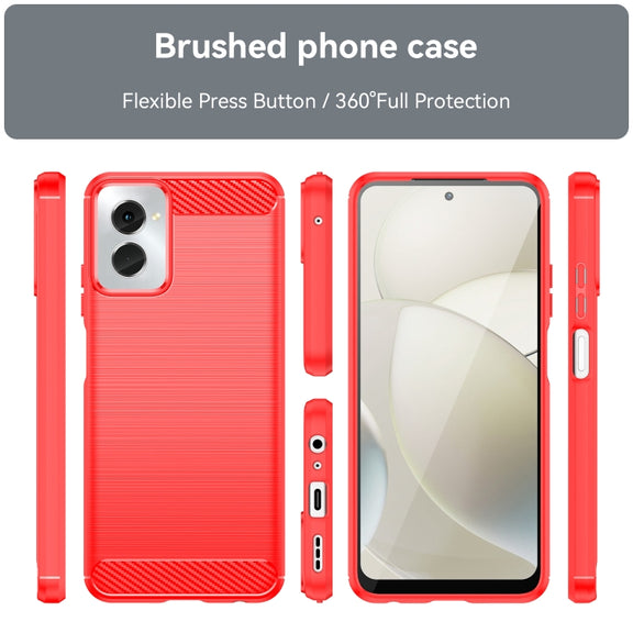 For Motorola Moto G Power 2024 Brushed Texture Carbon Fiber TPU Phone Case(Red)