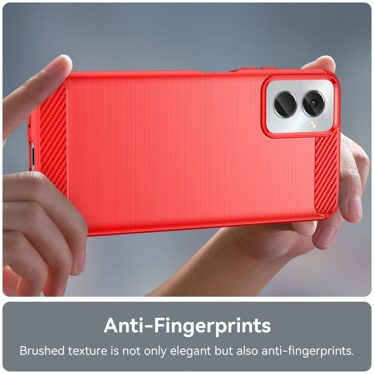 For Motorola Moto G Power 2024 Brushed Texture Carbon Fiber TPU Phone Case(Red)