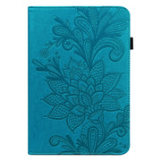For Samsung Galaxy Tab S9 Lace Flower Embossing Pattern Leather Tablet Case(Blue)