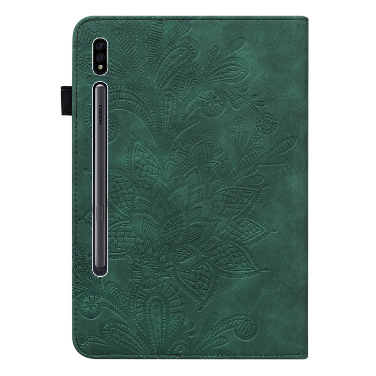 For Samsung Galaxy Tab S9 Lace Flower Embossing Pattern Leather Tablet Case(Green) - free shipping - PMC Jewellery - Order now!