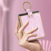For Huawei P50 Pocket Plating Gradient Color Glitter Phone Case With Ring Holder(Pink)