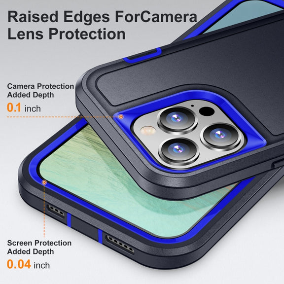 For iPhone 15 Pro Max Life Water-resistant Rugged Phone Case(Dark Blue + Royal Blue)