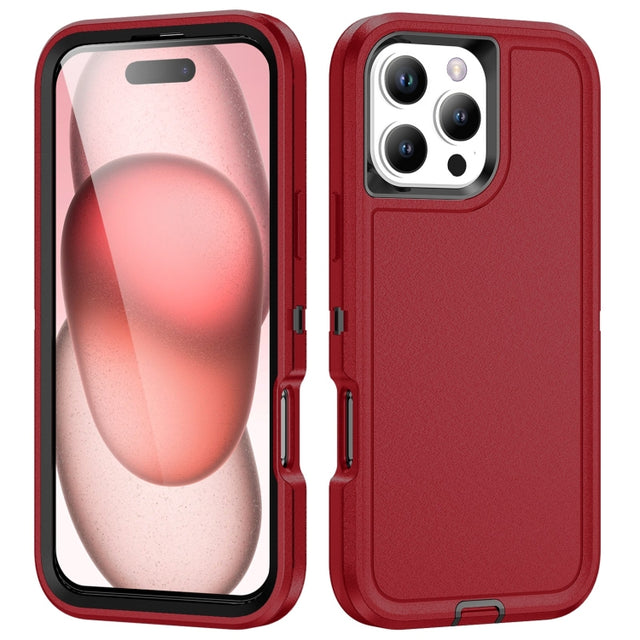 For iPhone 16 Pro Max Life Water-resistant Rugged Phone Case(Red + Black)
