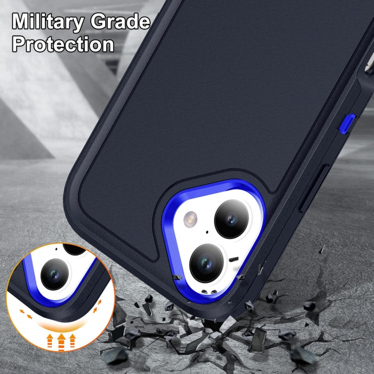 For iPhone 16 Plus Life Water-resistant Rugged Phone Case(Dark Blue + Royal Blue)