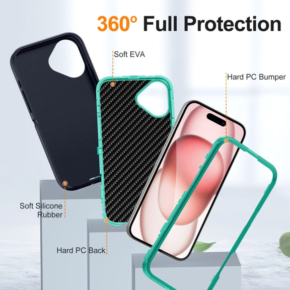 For iPhone 16 Plus Life Water-resistant Rugged Phone Case(Dark Blue + Light Blue)
