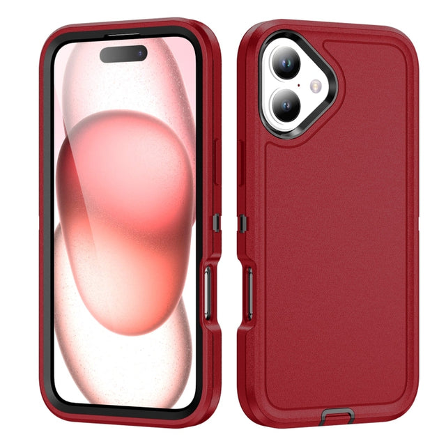 For iPhone 16 Life Water-resistant Rugged Phone Case(Red + Black)
