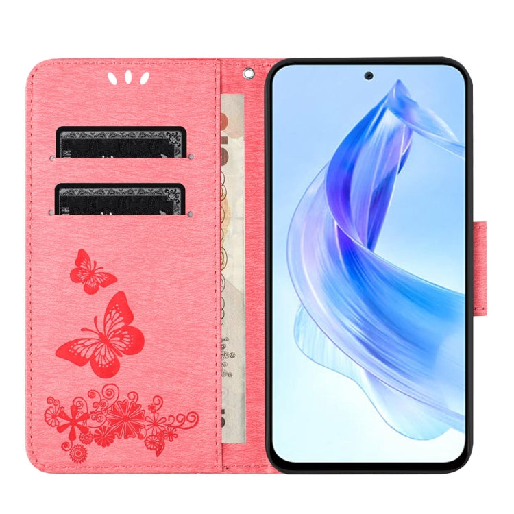 For Honor 90 Lite Butterfly Embossed Flip Leather Phone Case(Pink) - Honor Cases by PMC TechLife | Online Shopping South Africa | PMC TechLife