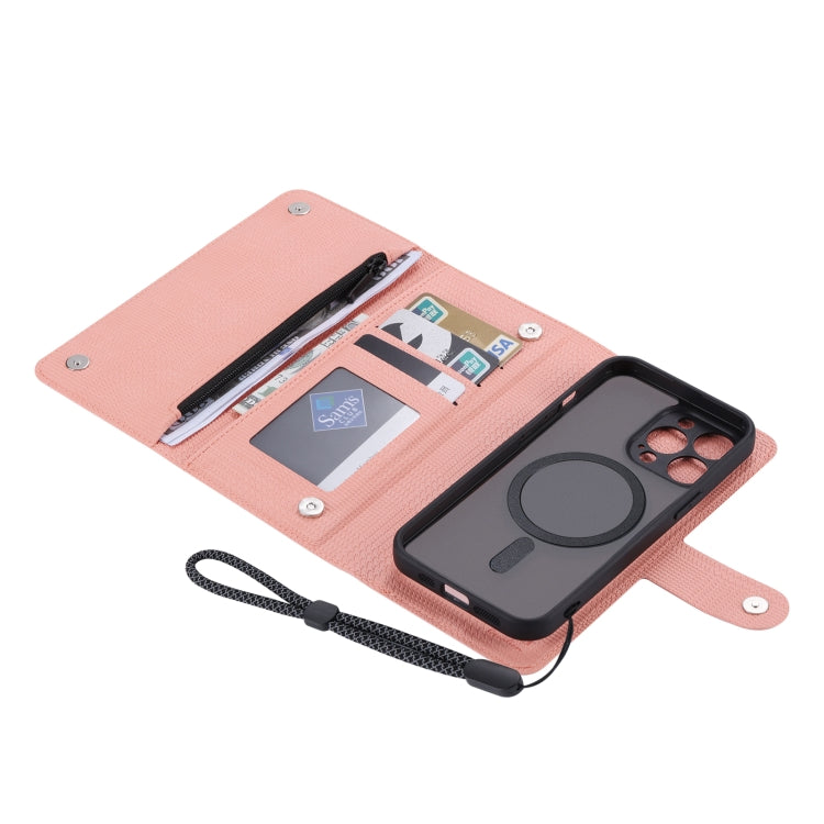 For iPhone 13 ViLi GHB Series MagSafe Magnetic Zipper Leather Phone Case(Pink) - free shipping - PMC Jewellery - Order now!