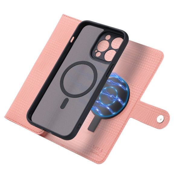 For iPhone 14 Pro Max ViLi GHB Series MagSafe Magnetic Zipper Leather Phone Case(Pink)