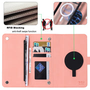 For iPhone 14 Pro Max ViLi GHB Series MagSafe Magnetic Zipper Leather Phone Case(Pink)