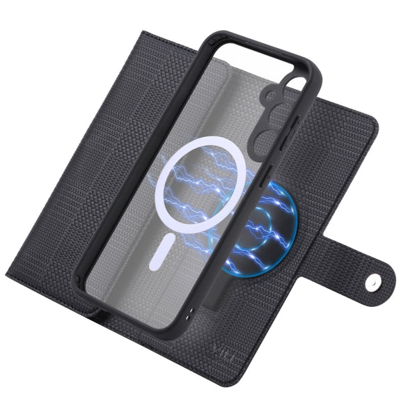 For Samsung Galaxy S23 FE 5G ViLi GHB Series MagSafe Magnetic Zipper Leather Phone Case(Black)