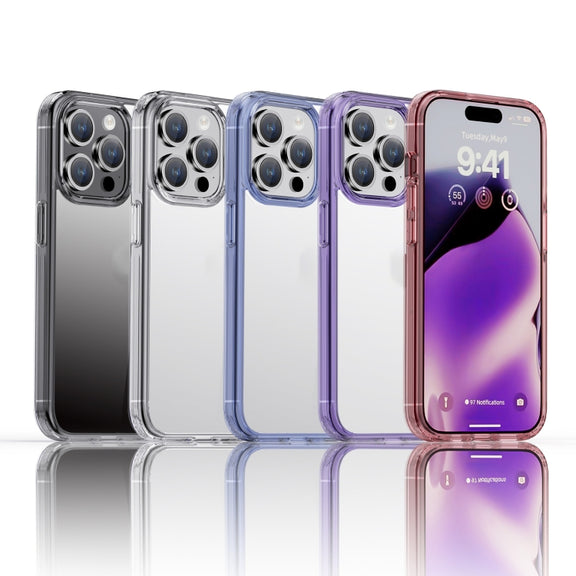 For iPhone 15 Pro Max iPAKY Hanguang Series Transparent TPU+PC Phone Case(Transparent Black)
