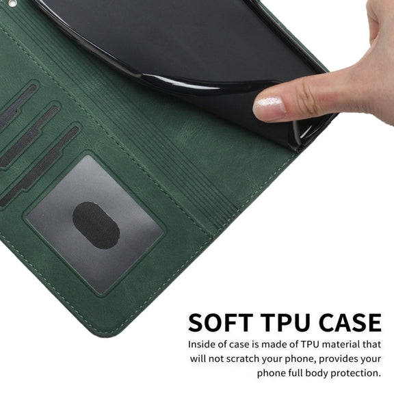 For Huawei Pura 70 Cubic Skin Feel Flip Leather Phone Case(Green)