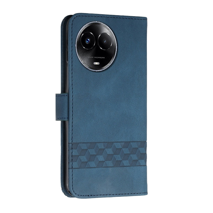 For Realme 11 Cubic Skin Feel Flip Leather Phone Case(Blue) - Realme Cases by PMC TechLife | Online Shopping South Africa | PMC TechLife | Buy Now Pay Later Mobicred