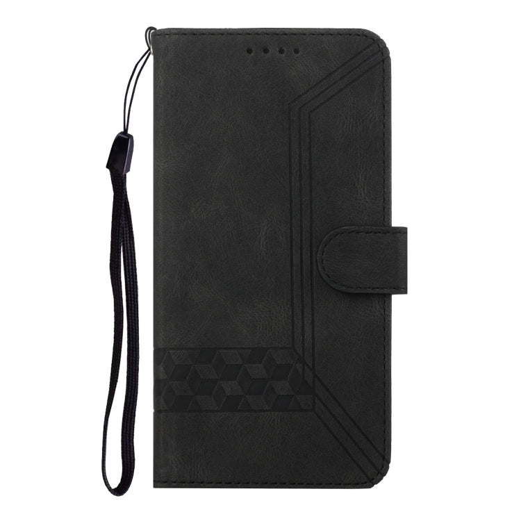 For Motorola Moto G Power 5G 2024 Cubic Skin Feel Flip Leather Phone Case(Black)
