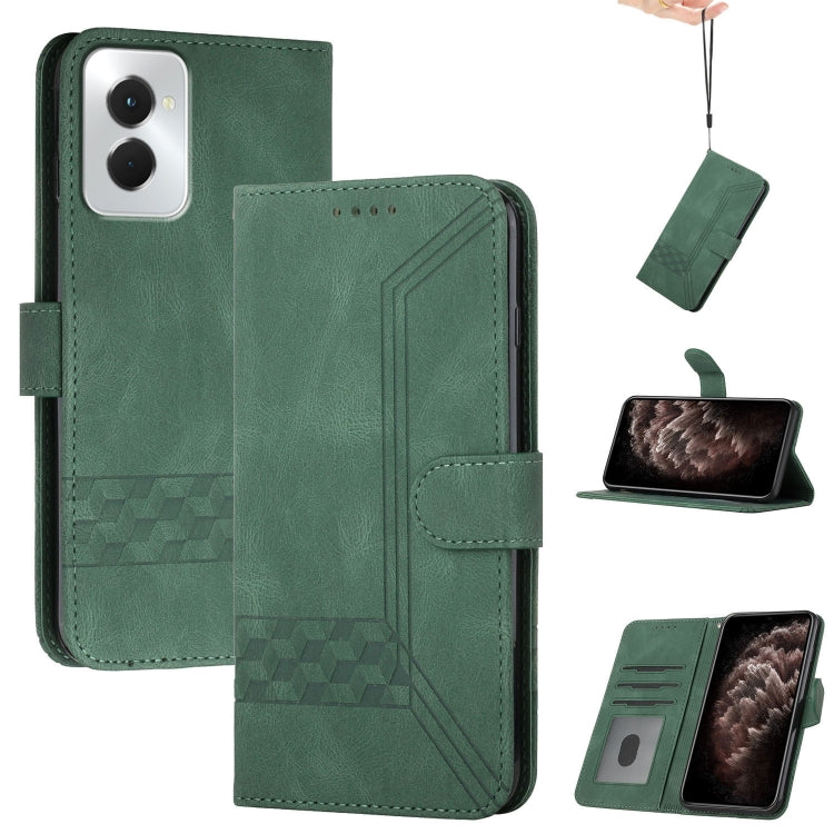 For Motorola Moto G Power 5G 2024 Cubic Skin Feel Flip Leather Phone Case(Green) - Motorola Cases by PMC Jewellery | Online Shopping South Africa | PMC Jewellery | Buy Now Pay Later Mobicred