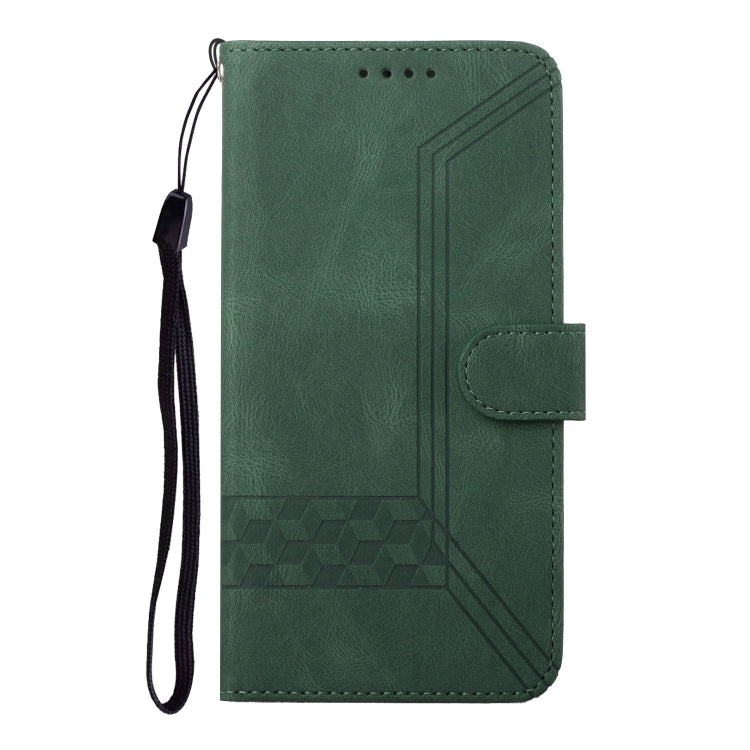 For Motorola Moto G Power 5G 2024 Cubic Skin Feel Flip Leather Phone Case(Green)