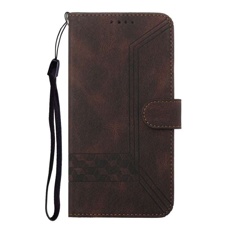 For Motorola Moto G Power 5G 2024 Cubic Skin Feel Flip Leather Phone Case(Brown)