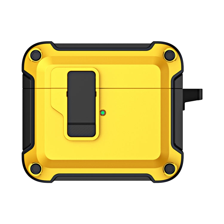 For AirPods 3 TPU + PC Wireless Bluetooth Earphone Protective Case with Switch Lock & Hook(Yellow) - For AirPods 3 by PMC Jewellery | Online Shopping South Africa | PMC Jewellery | Buy Now Pay Later Mobicred