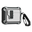 For AirPods 3 TPU + PC Wireless Bluetooth Earphone Protective Case with Switch Lock & Hook(Grey) - For AirPods 3 by PMC Jewellery | Online Shopping South Africa | PMC Jewellery | Buy Now Pay Later Mobicred