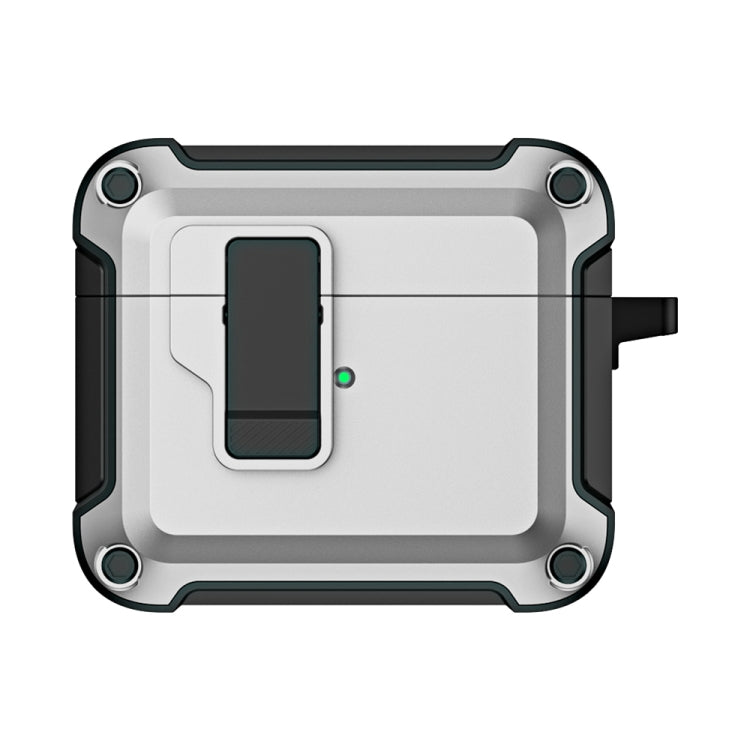 For AirPods 3 TPU + PC Wireless Bluetooth Earphone Protective Case with Switch Lock & Hook(Grey)