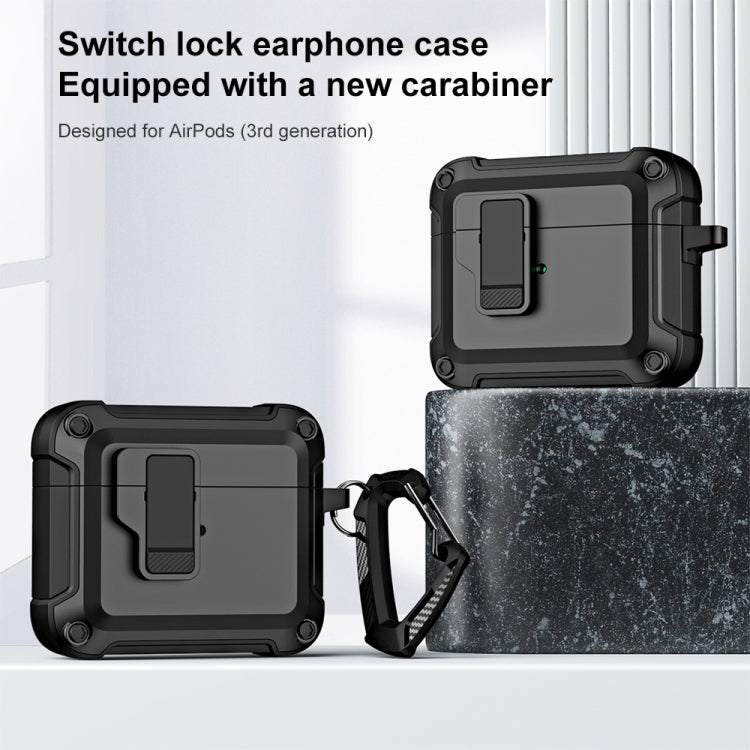 For AirPods 3 TPU + PC Wireless Bluetooth Earphone Protective Case with Switch Lock & Hook(Royal Blue)