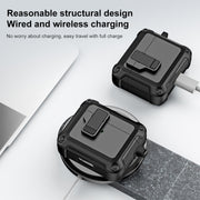 For AirPods 3 TPU + PC Wireless Bluetooth Earphone Protective Case with Switch Lock & Hook(Grey)
