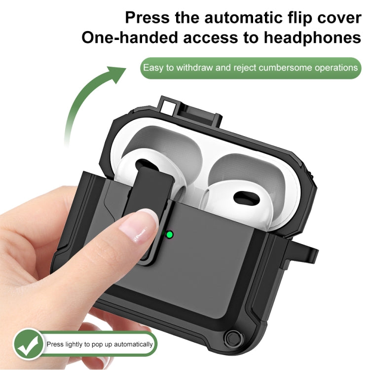 For AirPods 3 TPU + PC Wireless Bluetooth Earphone Protective Case with Switch Lock & Hook(Black)
