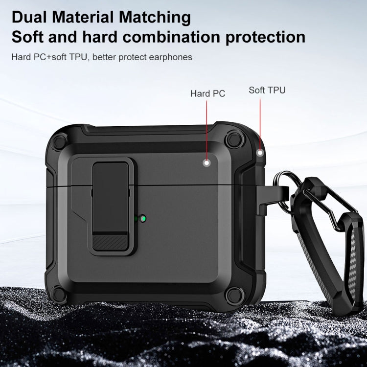 For AirPods 3 TPU + PC Wireless Bluetooth Earphone Protective Case with Switch Lock & Hook(Black)