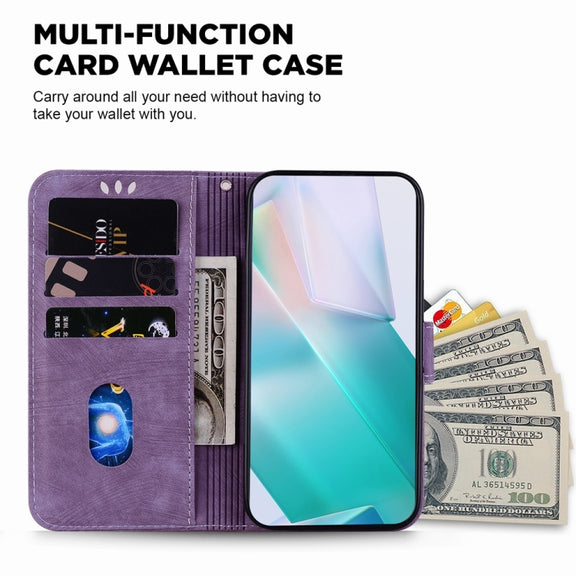 For Motorola Edge 2024 Little Tiger Embossed Leather Phone Case(Purple)