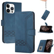 For iPhone 16 Pro Max Cubic Skin Feel Flip Leather Phone Case(Blue) - iPhone 16 Pro Max Cases by PMC TechLife | Online Shopping South Africa | PMC TechLife | Buy Now Pay Later Mobicred