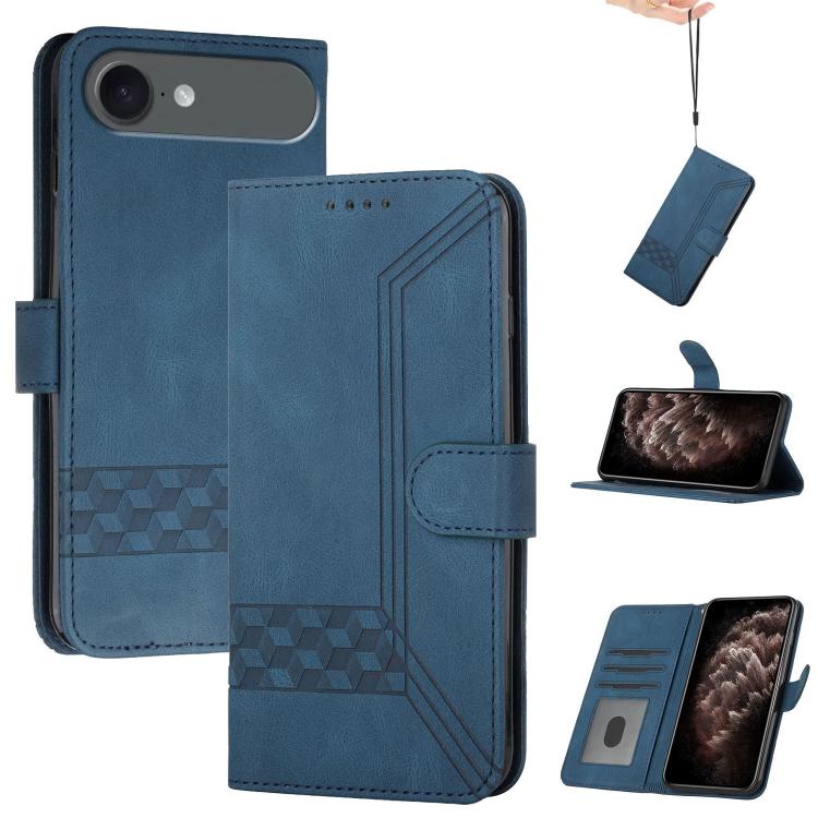 For iPhone 17 Air Cubic Skin Feel Flip Leather Phone Case(Blue) - free shipping - PMc TechLife - Order now!