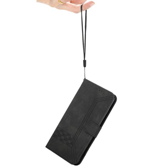 For iPhone 17 Air Cubic Skin Feel Flip Leather Phone Case(Black)